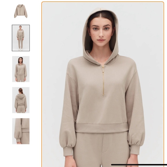 Cuyana hooded fleece cropped zipped hoodie - Picture 5 of 5